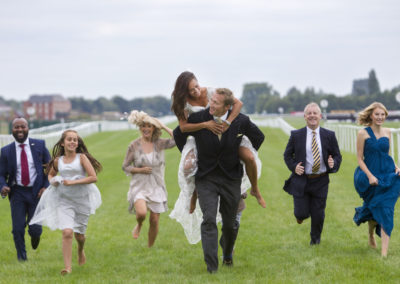 Wedding party photo op at Newbury Racecourse